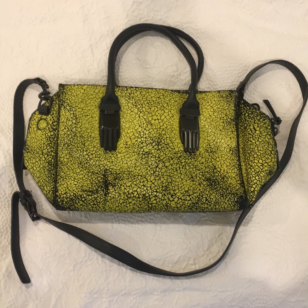 Opening Ceremony Yellow/Blk Crackle LeatherBag EUC